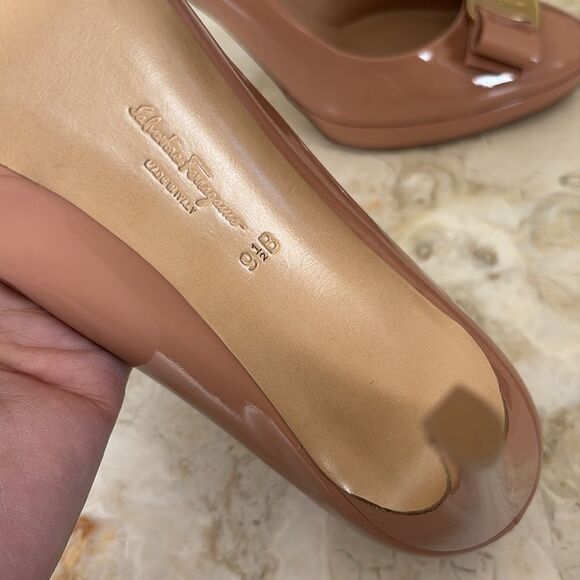 Salvatore Ferragamo Osimo Patent Leather Vara Bow High-Heel Pumps Ballerina Pink - Picture 15 of 16